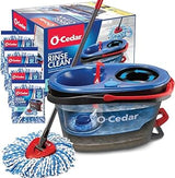 O-Cedar RinseClean Microfiber Spin Mop & Bucket Floor Cleaning System with 4 Extra Mop Head Replacements