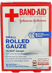 (2 Pack) Johnson & Johnson Red Cross First Aid Rolled Gauze 2" - Each