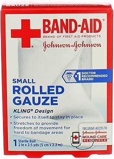 (2 Pack) Johnson & Johnson Red Cross First Aid Rolled Gauze 2" - Each