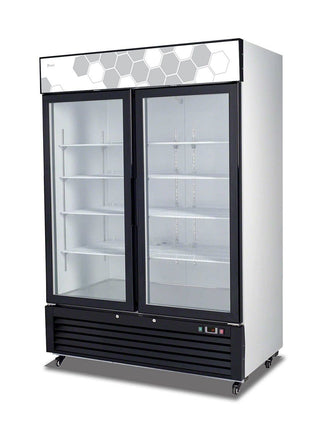 Commercial 2 Glass Door Freezer Upright Merchandiser ETL Double by Migali – 49.0 cubic_feet, Gray,White, Model C49FM-HC