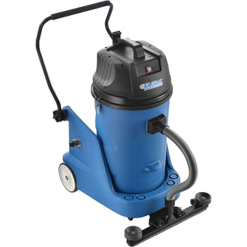 Wet Dry Squeegee Vacuum with On-board Tool Storage by Global Industrial – 23.6"W x 41.3"H, 18.0 gallons, Plastic, Blue, Model 641415