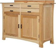 Starlight Canyon Home Natural Brown Cattail Bungalow Sideboard, Arts and Crafts Style, Solid American Hickory, Wooden Surface, Brass Hardware, Stable and Spacious