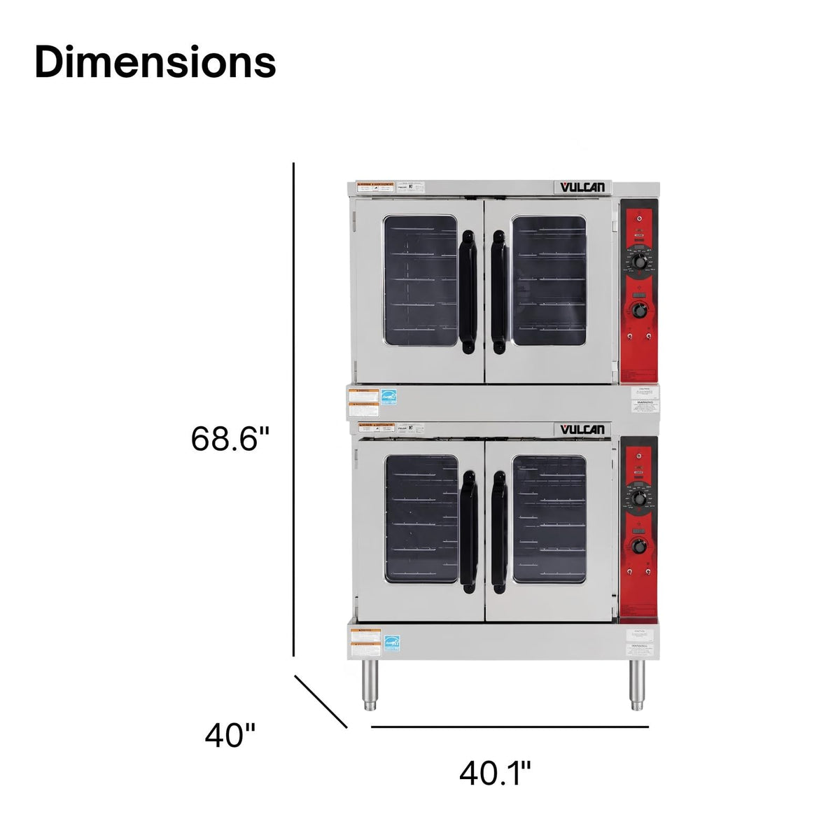VC5E Series - Full Size Electric Convection Ovens w/Digital Controls (Double Deck by VULCAN – 14.8 cubic_feet, Stainless Steel, Silver, Model VC55ED-208V