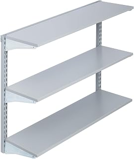 Triton Products Wall Mount Shelving Unit W/ 3 Steel Shelves & Mounting Hardware, Gray, 33" W x 31.5" H - 1 Each