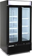 MAXX Cold MXM2-36RBHC Narrow Width Glass Door Merchandiser Refrigerator, Double Door, Black
