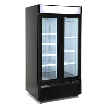 Double Glass Door Narrow Width Merchandise Refrigerator by MAXX Cold – 39.5" W, 36.0 cubic_feet, Black, Model MXM2-36RBHC