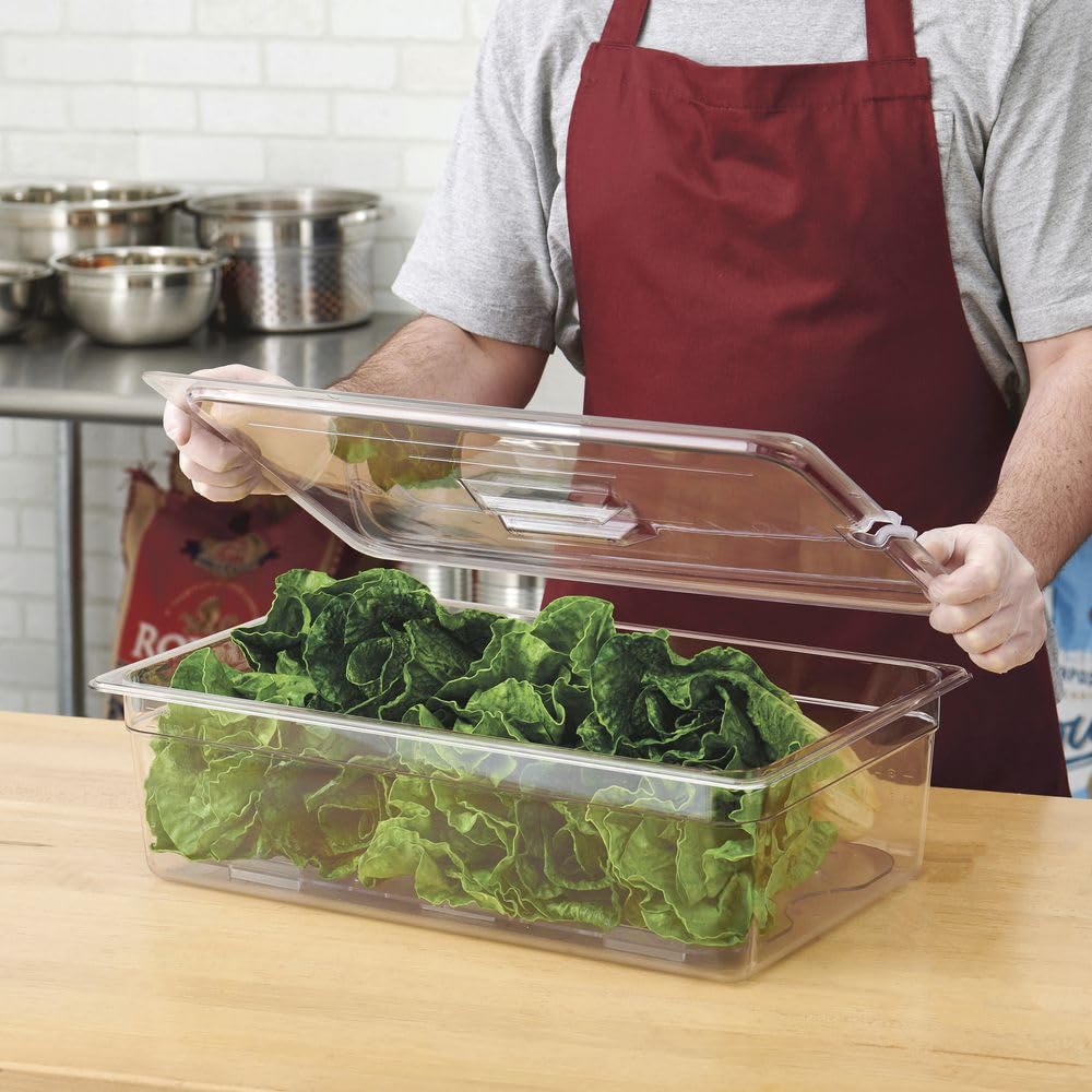 Full-Size Clear Polycarbonate Notched Food Pan Cover w/Handle - 20 7/8" L x 12 4/5" W by HUBERT – Polycarbonate (PC), Clear, Model 107006