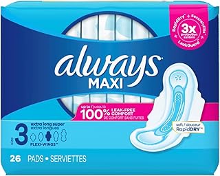 Always Pads Maxi Extra-Long Size 3-26 Count Super (2 Pack)
