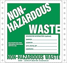 Labelmaster CFGWM7 Non-Hazardous Waste Label, W/Generator INFO, Pin-Feed (Pack of 500)