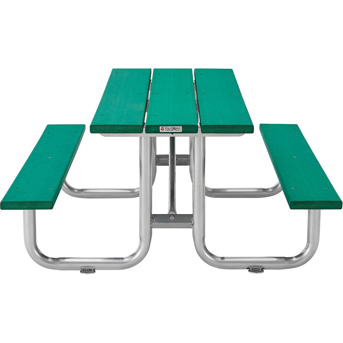 Outdoor 8'L Rectangular Picnic Table by Global Industrial – Recycled Plastic & Steel, Green, Model 271675GN