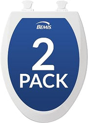 Bemis 1500EC Durable Wood Toilet Seat with Easy Clean Hinges, Made in USA, Elongated, White, 2-Pack