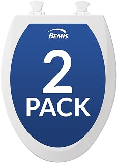 Bemis 1500EC Durable Wood Toilet Seat with Easy Clean Hinges, Made in USA, Elongated, White, 2-Pack