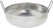 HUBERT Hammered Stainless Steel Serving Bowl with Handles - 7"Dia x 1 1/2"H