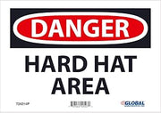 Global Industrial Danger Hard Hat Area, 7x10, Pressure Sensitive Vinyl