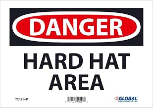 Global Industrial Danger Hard Hat Area, 7x10, Pressure Sensitive Vinyl
