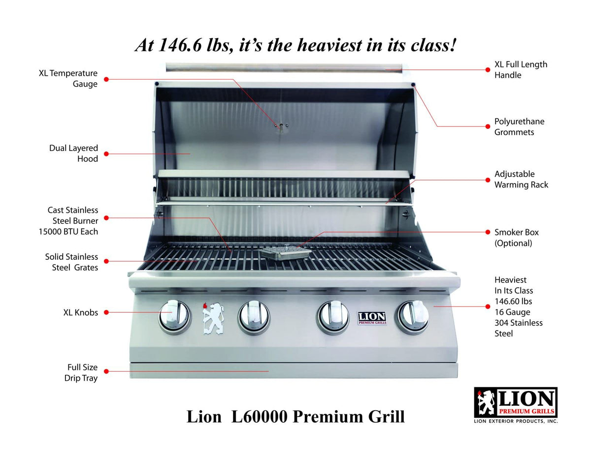 Best of Backyard Built in BBQ LP 32" and Double Door w/Towel Rack by Lion Premium Grills – Stainless Steel, Model L-60000