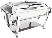 Eastern TableTop 3915GS Park Ave. Induction Chafer 8 qt Rectangular Stainless Steel W/Glass Dome Cover & Stand