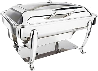 Eastern TableTop 3915GS Park Ave. Induction Chafer 8 qt Rectangular Stainless Steel W/Glass Dome Cover & Stand