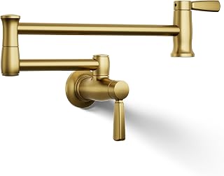 Kohler 35744-2MB Traditional Style Wall-Mount Pot Filler Kitchen Faucets, Vibrant Brushed Moderne Brass