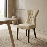 Upholstered Dining Chair Parsons Style by Furnifact – Wood, Mahogany, Pack of 2