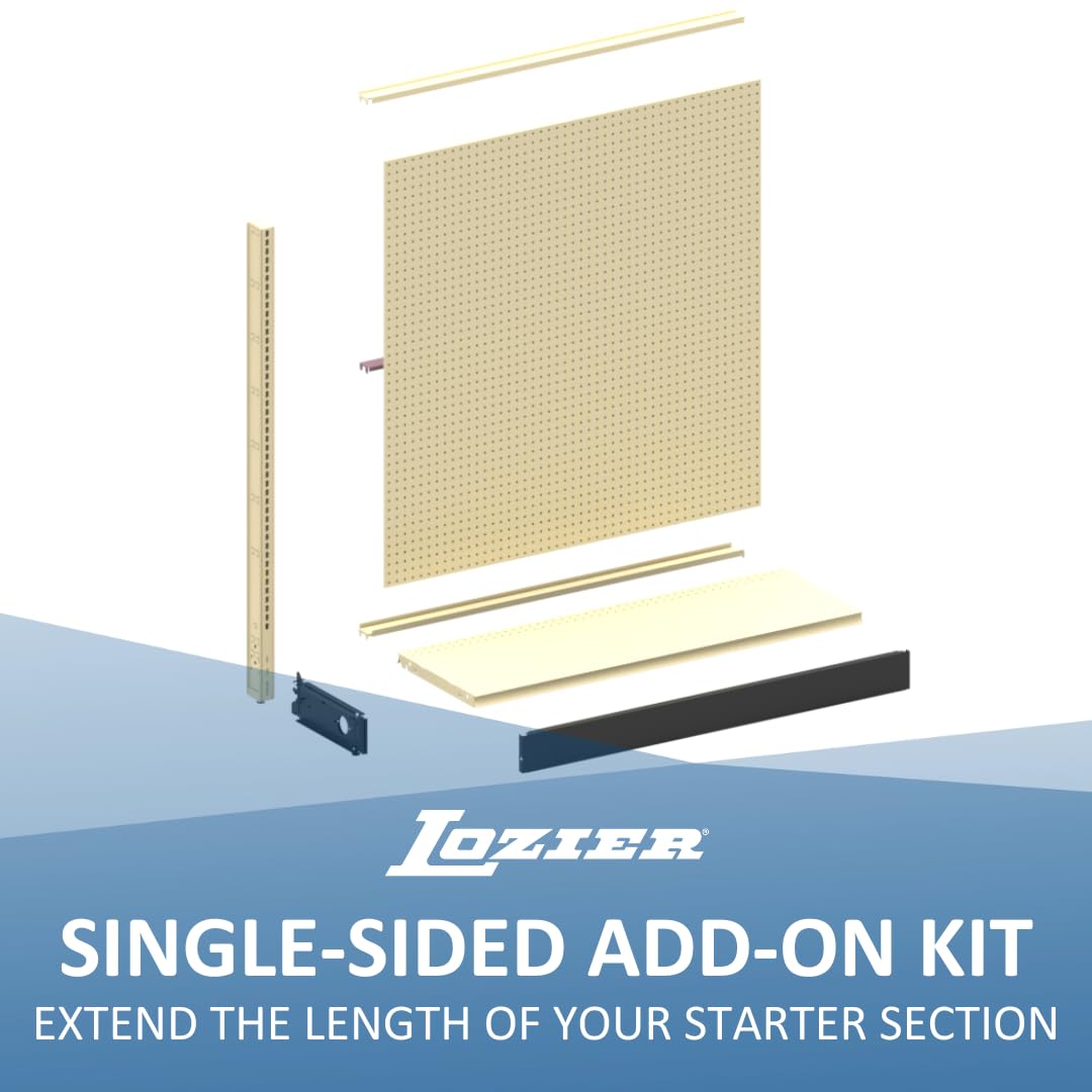 Single Sided Gondola Shelving Add-On Kit 48x54x19 PLT Platinum by Lozier – 54" H, Alloy Steel, Platinum, Model KP1031.39W