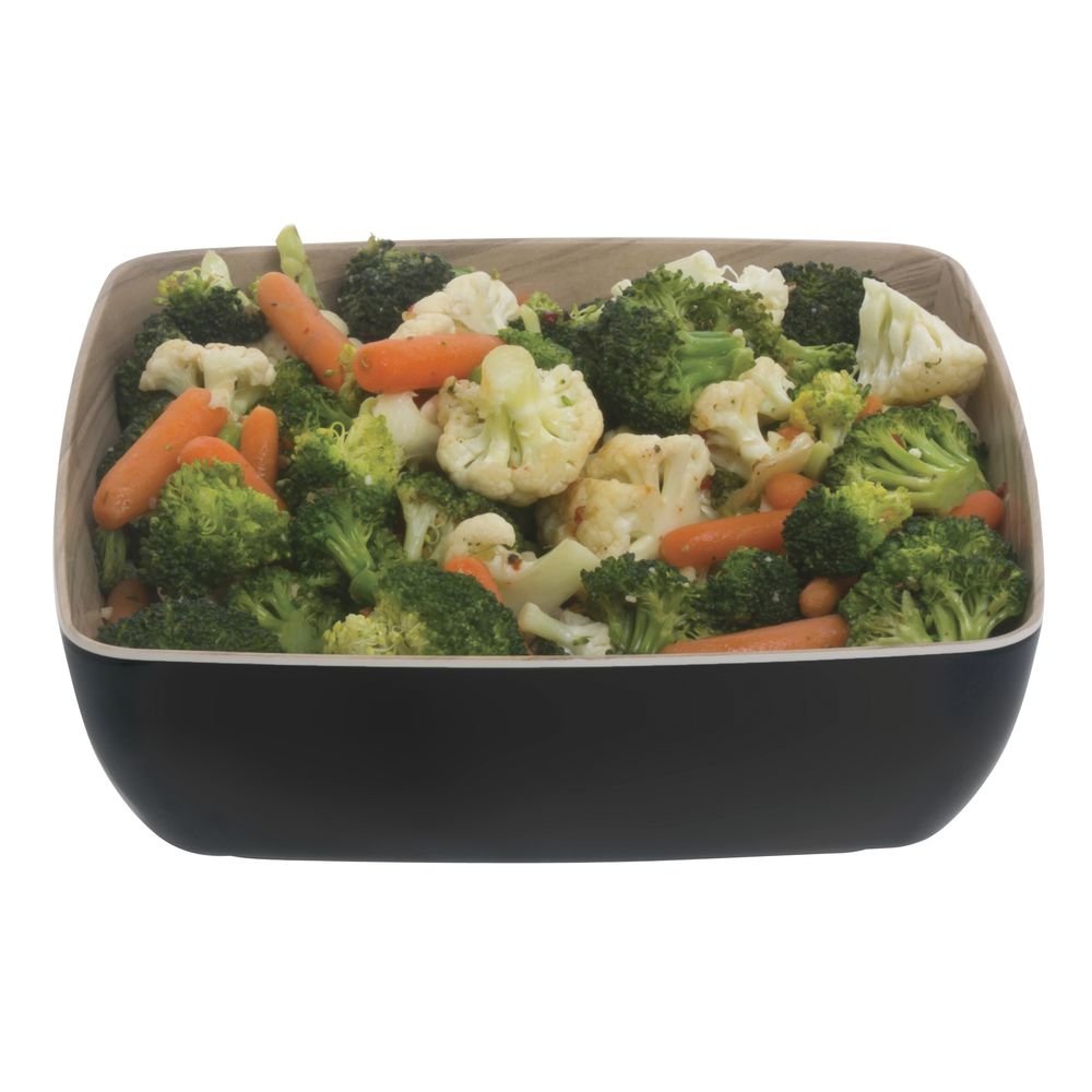 Serving Bowl Wood-Look Black Melamine with Light Wood Inside - 9 7/8 L x 9 7/8 W x 3" H by HUBERT – Melamine, Black, Model M2380-BLACK