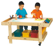 Creative Caddie Light Table with 2 Bins by Jonti-Craft – 21-25 x 55 x 28.5 in, Natural Wood, Model 58505JC