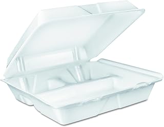 Dart 90HT3R CPC Large 3 Compartment Foam Hinged Lid Containers44; WhiteCase of 200