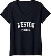 Womens Weston FL J05 Vintage Athletic Sports Design V-Neck T-Shirt