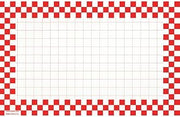HUBERT Sign Cards with Red Checkerboard Border - 11"L x 7"H, 100 per Pack