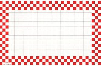 HUBERT Sign Cards with Red Checkerboard Border - 11"L x 7"H, 100 per Pack