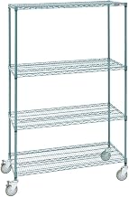 HUBERT 4-Shelf Green Epoxy Mobile Wire Shelving - 48" L x 24" W x 78" H