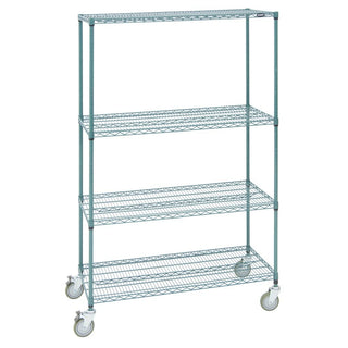4-Shelf Green Epoxy Mobile Wire Shelving - 48" L x 24" W x 78" H by HUBERT – 24" x 48" x 78", Wire, Green
