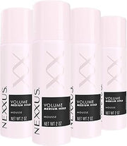 Nexxus Travel Mousse, Volume Medium Hold, Rose Scent 4-Pack, 2 Oz Ea | Elastin Protein-Infused Volumizing Hair Mousse, Never Stiff or Sticky | 72-Hour Anti-Humidity Shield, 48-Hour Frizz Control