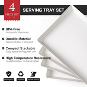 VITEVER Serving Trays, Plastic 16 x 11 Inch, White 4 Pack