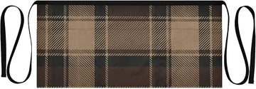 Dark Brown Plaid Waist Apron with 3 Pockets Waiter Server Short Aprons 25.2x11.8 Inch Stain Resistant Apron for Kitchen Garden Restaurant 1 Pack
