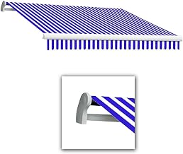 AWNTECH 10 FT. Maui Left Motorized Retractable Awning 120 in. W X 9.25 in. H X 96 in. D Acrylic Fabric in Bright Blue/White ML10-BBW