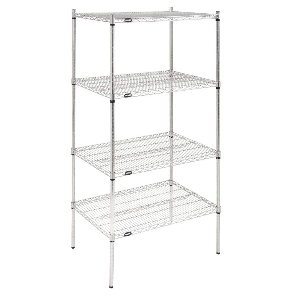 Shelving Unit for 4 Shelves Silver Metal - 36" L x 24" W x 74" H by HUBERT – Alloy Steel, Silver, Model K2436-4TA
