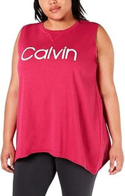 Calvin Klein Performance Plus Size Sleeveless T-Shirt Pink 1X