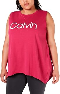 Calvin Klein Performance Plus Size Sleeveless T-Shirt Pink 1X