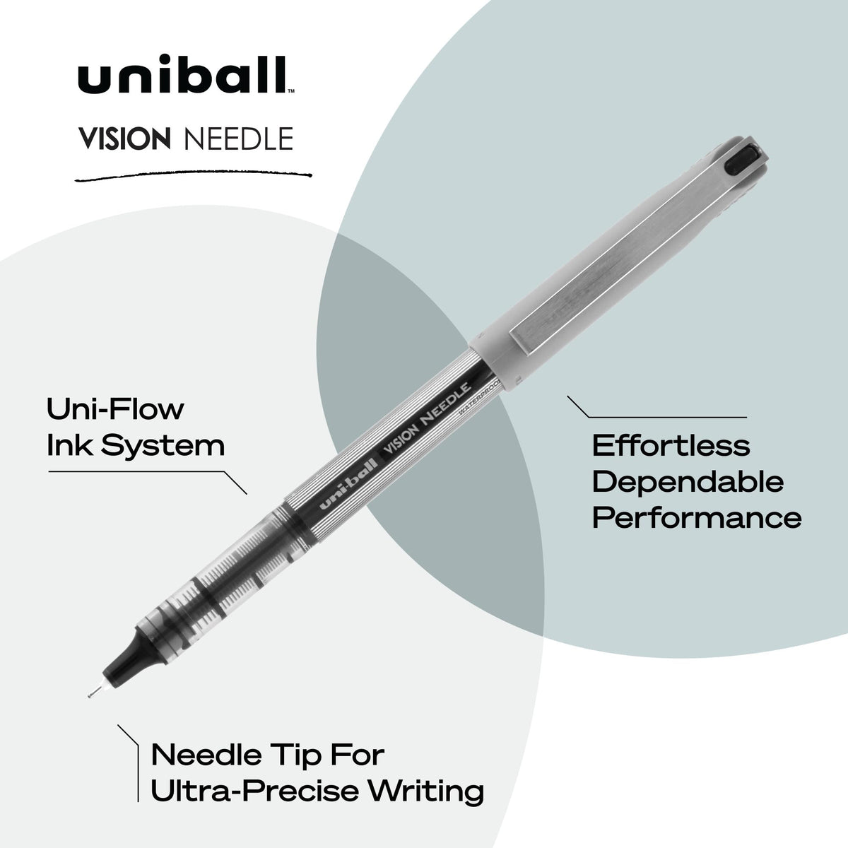 uniball Vision Needle Rollerball Pens by Uni-Ball – 12 Count, Plastic, Black, Pack of 12, Model 1734903