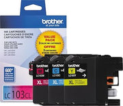 Brother LC1033PKS, LC-103, Innobella High-Yield Ink, 600 Page-Yield, 3/Pack, Cyan-Magenta-Yellow