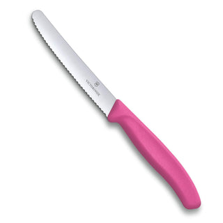 Swiss Classic Round Tipped Stainless Steel Utility Knife with Pink Fibrox Handle by Victorinox – 4.3", Polypropylene (PP), Pink, Model 6.7836.L115