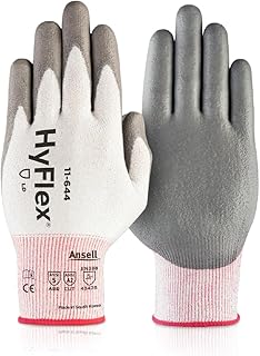 Ansell HyFlex 11-644 Mechanical Protection Cut-Resistant Industrial Gloves, XX-Small, White & Grey (1 Pair)