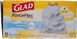 Glad Tall Kitchen Bags 13 Gal. 0.90mil White 40 Bags / Box2