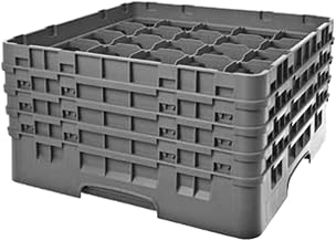 Cambro 25S800-151 8-1/2-Inch Camrack Polypropylene Stemware and Tumbler Glass Rack with 25 Compartments, Full, Soft Gray