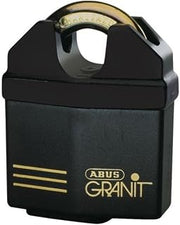 Granit 37/60 B/DF Shielded Padlock 65 mm | Lock body and shackle made of hardened special steel, ABUS-Plus disc cylinder, key with LED light, black