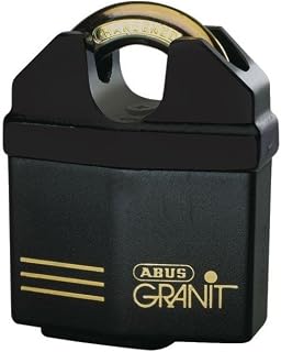 Granit 37/60 B/DF Shielded Padlock 65 mm | Lock body and shackle made of hardened special steel, ABUS-Plus disc cylinder, key with LED light, black