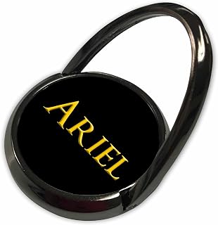 3dRose Ariel Chic Baby Girl Name in America. Yellow on Black Gift or Charm Phone Ring