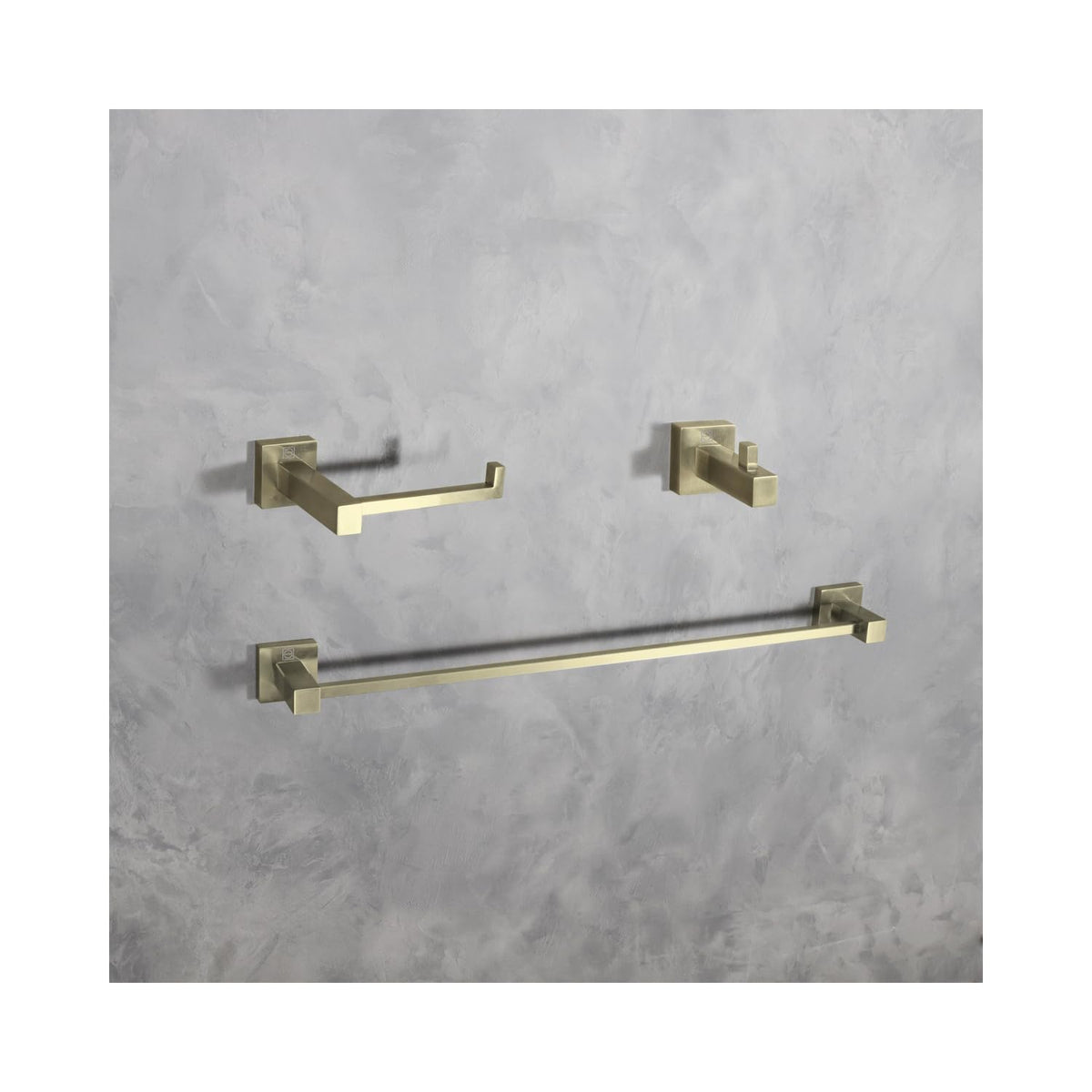 Isla 3-Pc Stainless Steel Hardware Set in Gold by Elegant Kitchen and Bath – Stainless Steel, Gold, Model HWB-12S3HBGD